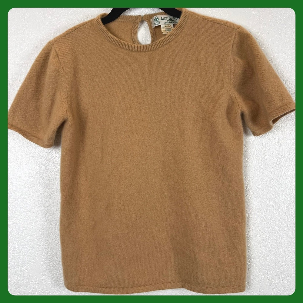 Vintage Cashmere Academia Eclectic Grandma Austin Reed Petite Camel Sweater‎ VTG